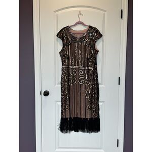 Vijiv Sequin Beaded Vintage Inspired Roaring 20s Dress